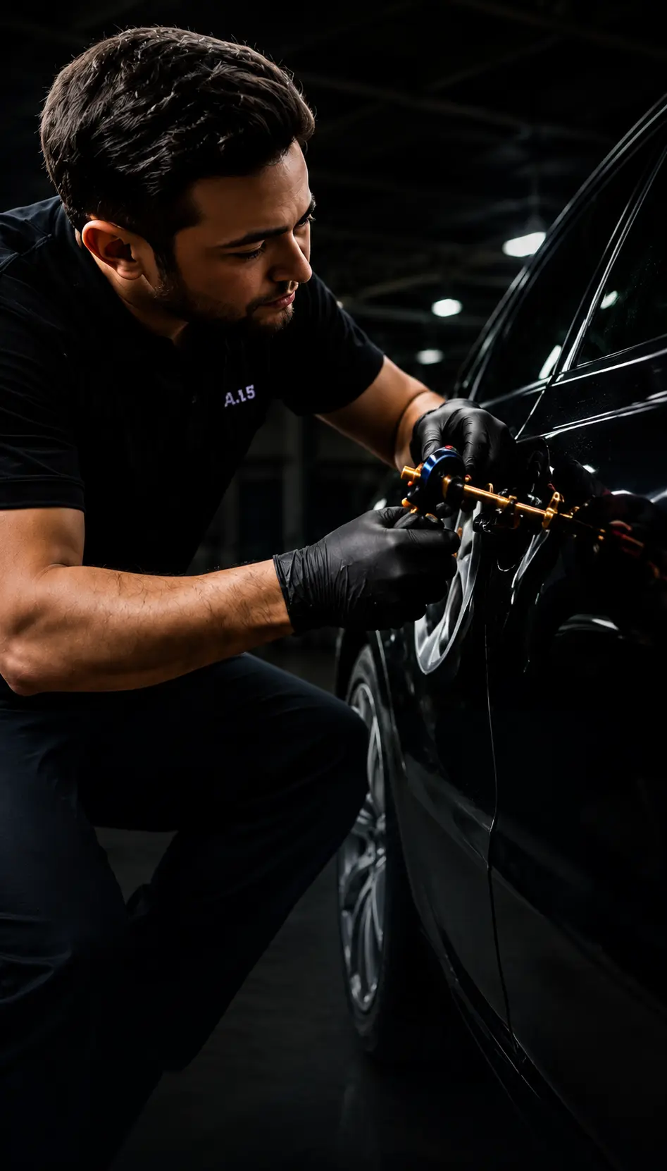 DentFixes.com technician performing paintless dent repair on a car