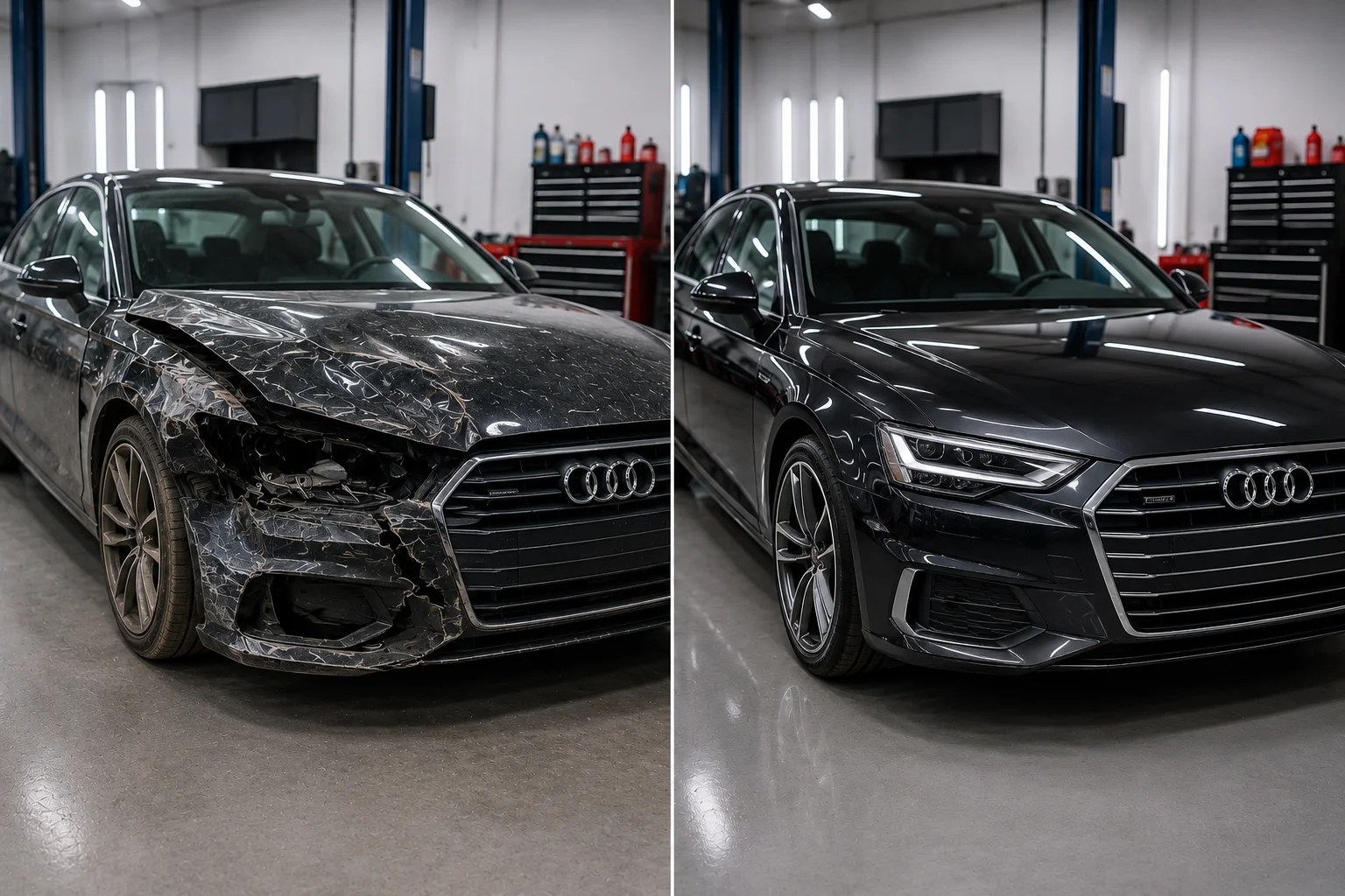 Audi full restoration before and after — DentFixes.com
