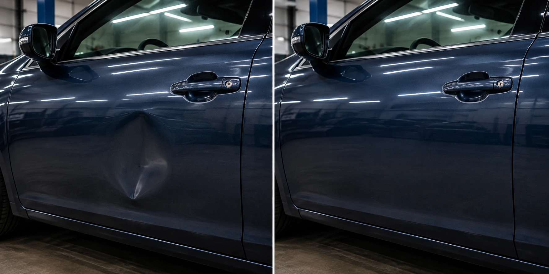 Door ding dent repair before and after — DentFixes.com