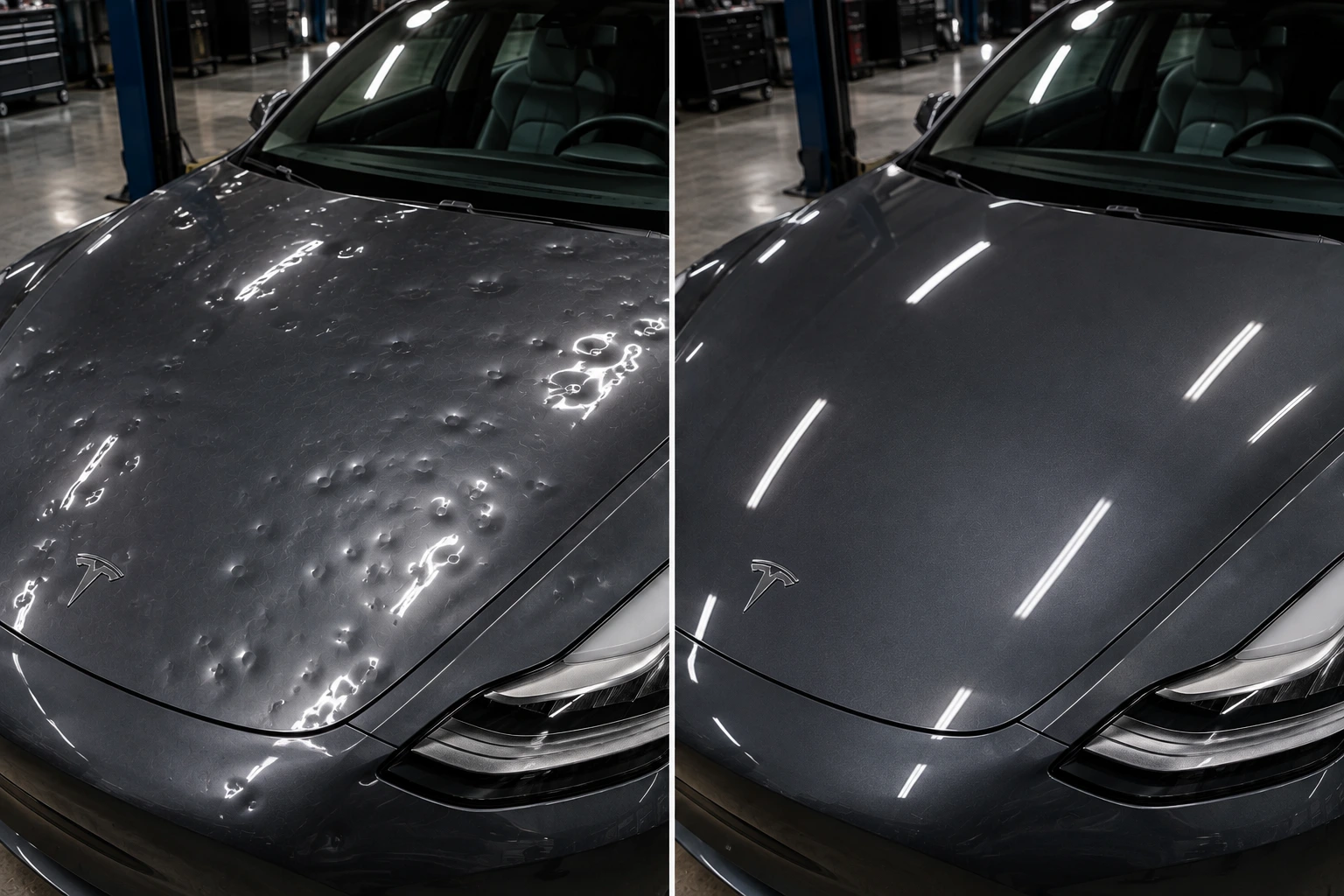 Hail damage dent repair before and after — DentFixes.com