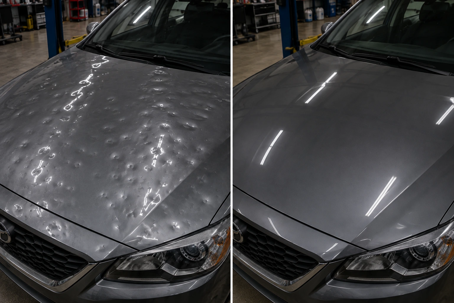 Hail damage dent repair before and after — DentFixes.com